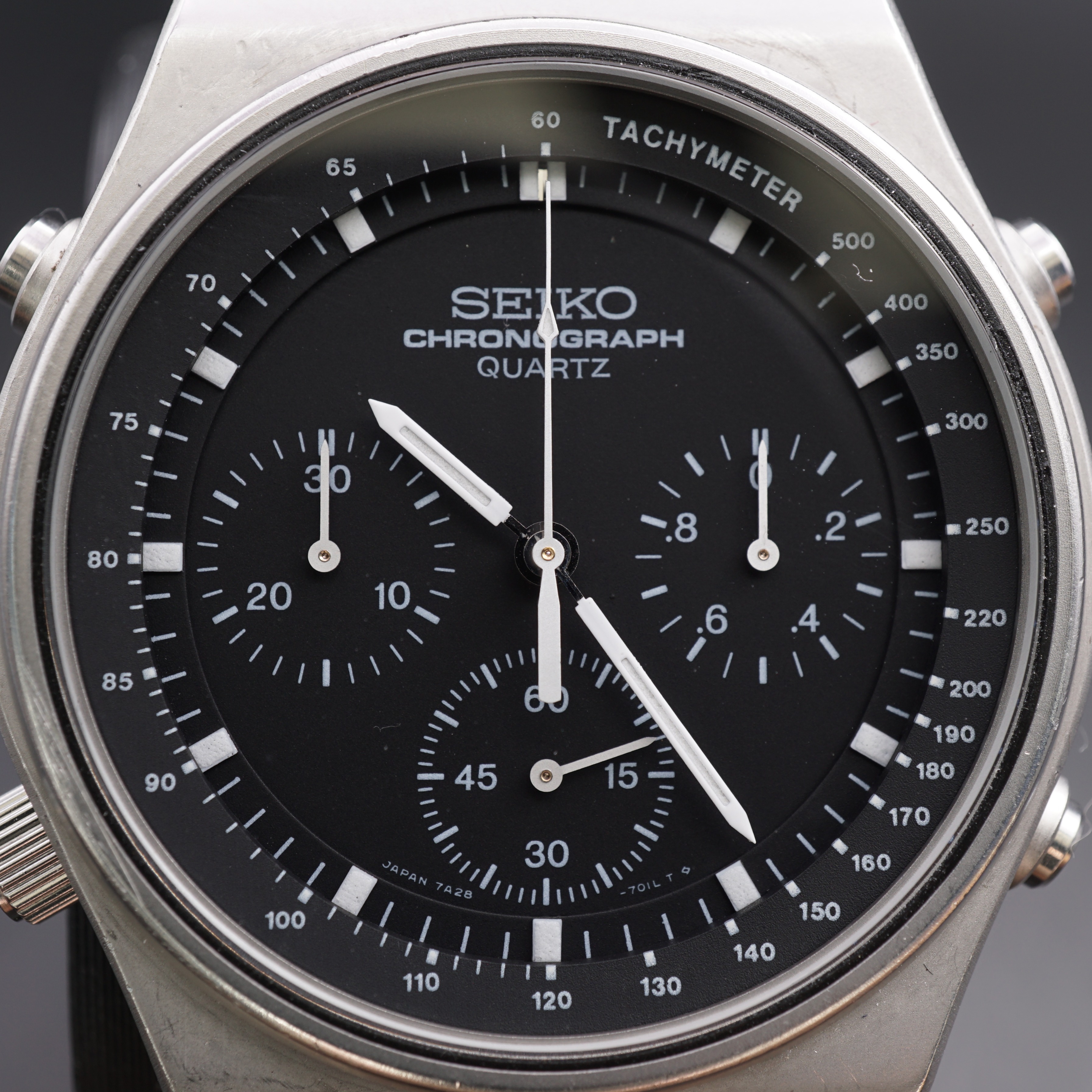 Seiko 7A28-701A Quartz Chronograph (&ldquo;Speedmaster&rdquo;) — Fully Serviced, Original Bracelet