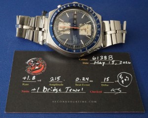 DSC01820 Seiko 6138-0030 "Blue Kakume" Automatic Chronograph — Fully Serviced, Fishbone Bracelet (Z039 Endlinks)