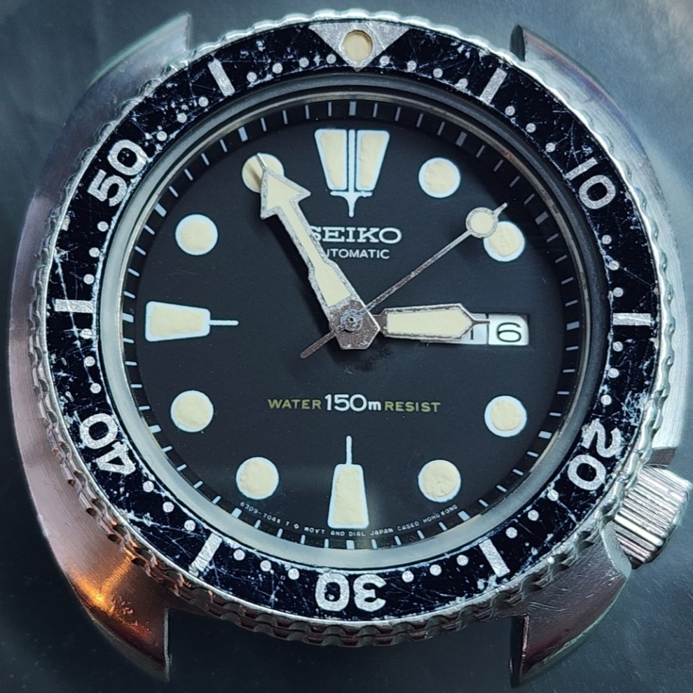 Restored Seiko 6309 dive watch — clean dial, refreshed bezel, polished case